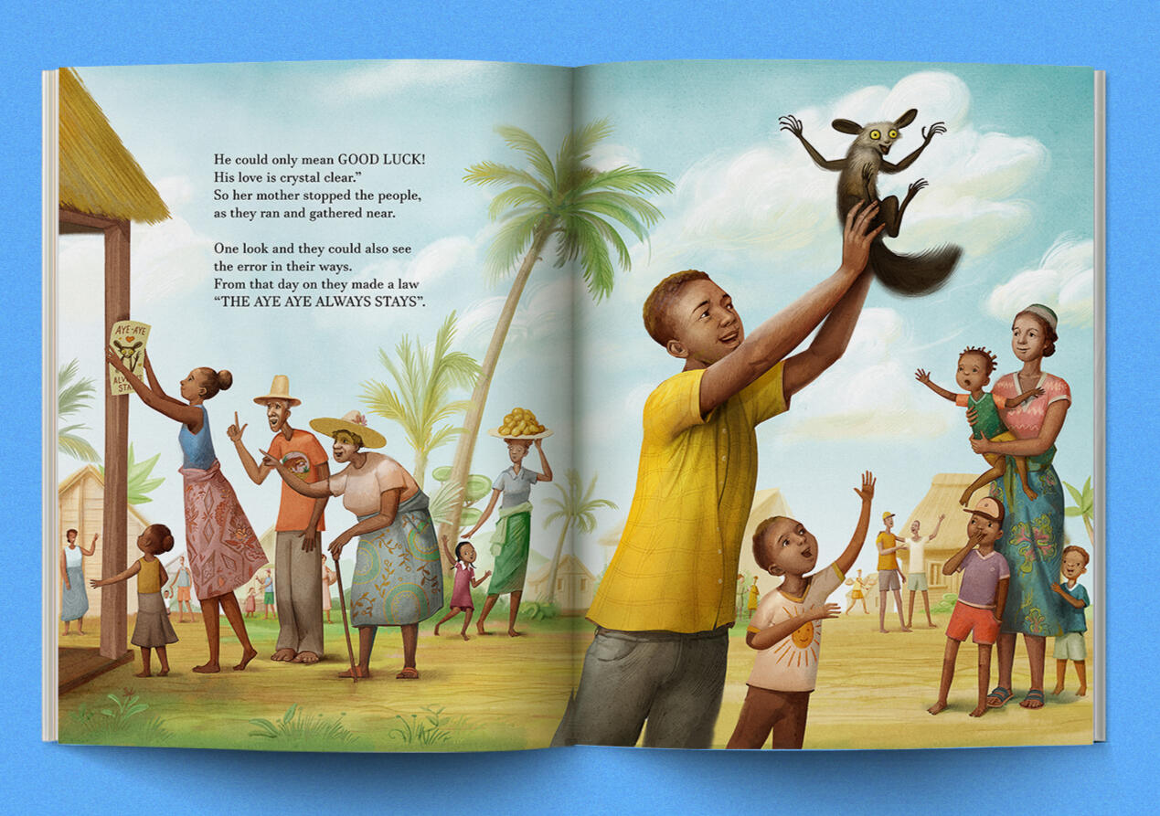 People cheer Aye-Aye